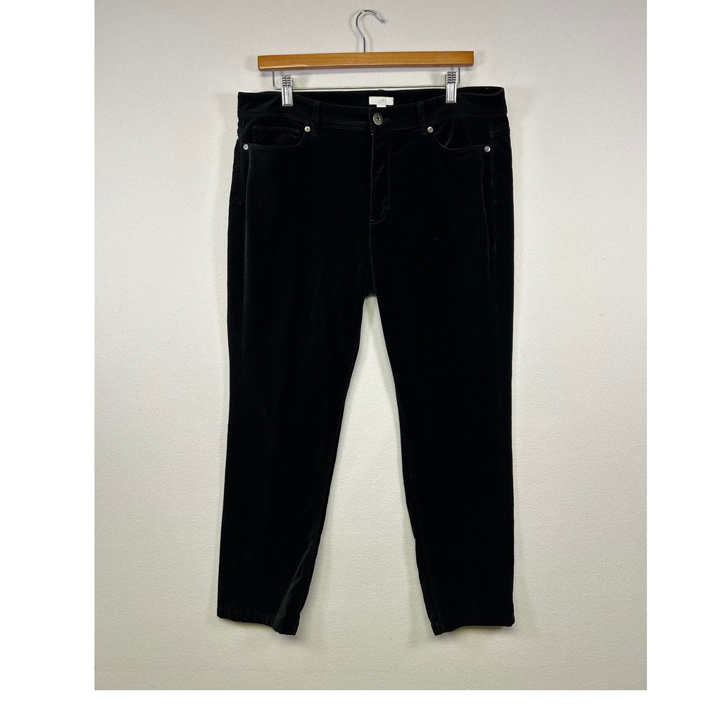 Quiet Luxury Velveteen J. Jill Womens 12 Black Velvet Corduroy Slim Leg Pants